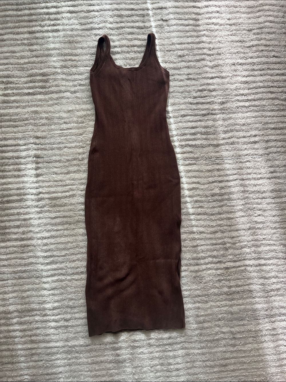Abercrombie & Fitch Chocolate Brown Ribbed Midi Tank Dress